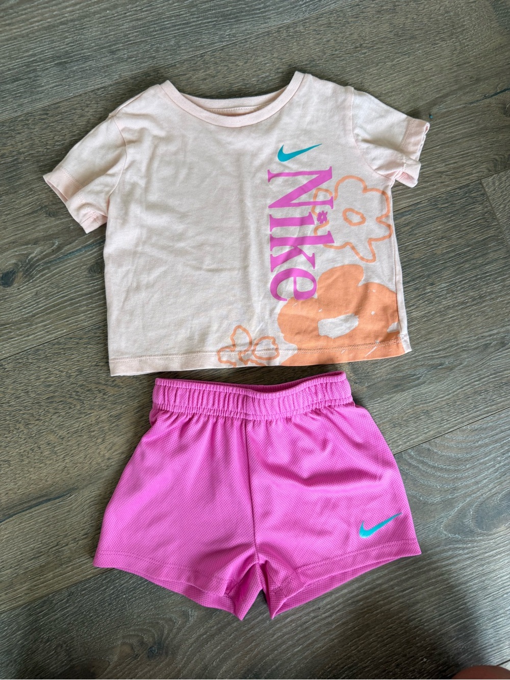 Nike Kids Pink Floral Short Sleeve Set